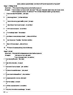 Bài tập Tiếng Anh Lớp 8 Exercises on reported speech statement